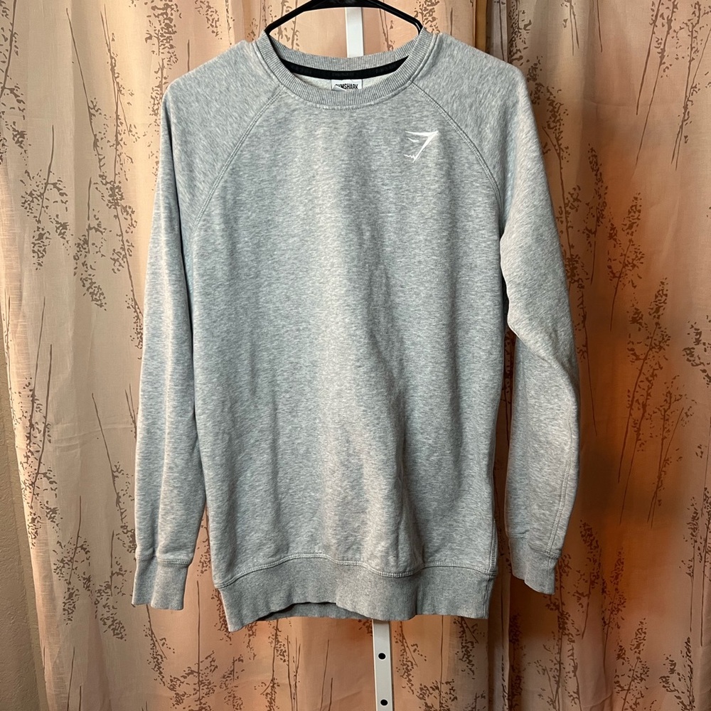 Men’s Gymshark Crest Sweatshirt Slim Fit Small light grey marl - Picture 4 of 7